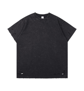 T-shirt décontracté personnalisé pour homme, effet vieilli, haute qualité, délavé à l'acide, vintage, respirant, 100% coton, tissu toile, prix abordable - Product Image 4