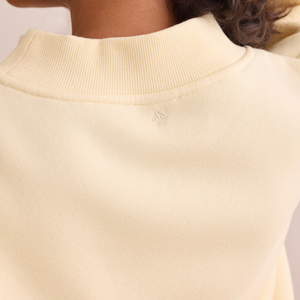 Applique Embroidered Womens Mockneck Sweatshirt Oversized Fleece Pullover Custom College Apparel Wholesale <b>Clothing</b> Manufacturer - Product Image 5
