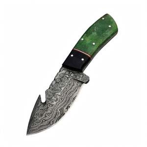 Cuchillo de Cocina Artesanal de Acero Damasco con Diseño de Gota de Lluvia, Mango de Resina Verde y Negra, Cuchillo para Rebanar - Product Image 5