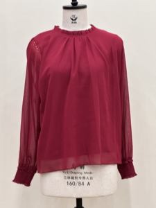 YiXin 2026 Camicette in <span class=keywords><strong>Raso</strong></span> da <span class=keywords><strong>Donna</strong></span> Eleganti Top Coreani con Collo Alto in Pizzo Taglie Forti Traspiranti Maniche Lunghe Larghe in Chiffon S-3XL - Product Image 3