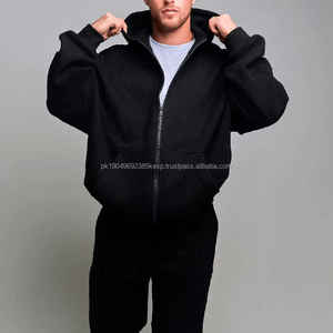 100% algodón Fleece Heavyweight invierno sudaderas bordado personalizado estampado Logo de gran tamaño hombres Full Zip up Hoodies - Product Image 1