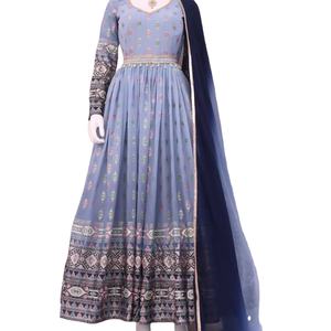 Vestido Anarkali de trabajo de secuencia de bordado de Georgette de imitación de diseñador más reciente de Fab Zone - Product Image 1