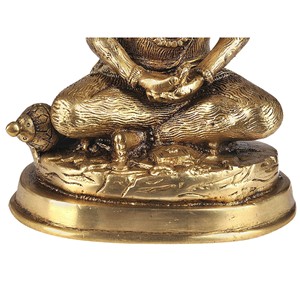 Statue de seigneur Hanuman en laiton de 7 pouces faite à la main dans la sculpture indienne de Dhyana Mudra pour offrir - Product Image 4