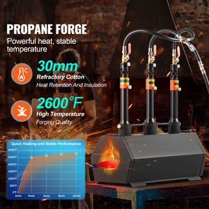 Fucina a Gas Portatile a 3 Bruciatori, Grande Capacità, per Ferratura, 2600 Fahrenheit, Attrezzatura per Forgiatura del Metallo - Product Image 2