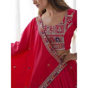 Magnetic Pink Crepe Silk Designer Lehenga Choli for <b>Wedding</b> - Product Image 4