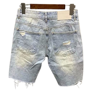 High Quality <b>Men</b> Summer <b>Jean</b> Shorts High Street Vintage Loose Fit Distressed Washed Ripped <b>Men</b> Denim Shorts - Product Image 5