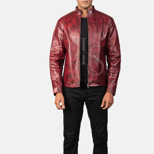 Design Your Own Winter Men's Leather <b>Jacket</b> with Front Logo High Quality <b>Waterproof</b> & Eco-Friendly <b>Long</b> Sleeve - Product Image 5