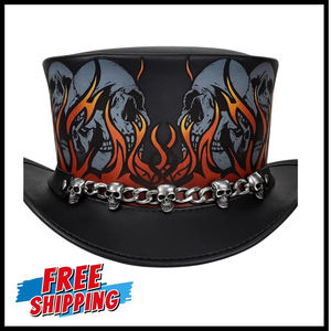 หมวกทรงสูงหนังแท้ทำมือ สีดำ สไตล์สตีมพังก์คาวบอย หมวกหนังสั่งทำพิเศษ ทันสมัย ทนทาน งานฝีมือสุดคลาสสิก - Product Image 4