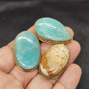 Piedras Preciosas Mixtas de Latón Ranuradas, Nueva Llegada, Piedras Curativas de Cristal Increíbles, Cabujones a Granel para la Fabricación de Joyas - Product Image 1