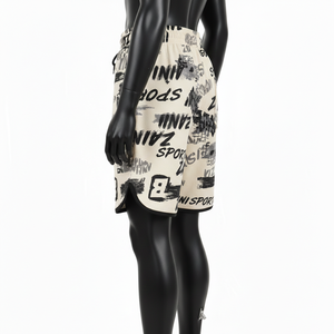 Shorts de baloncesto para mujer de algodón suave y poliéster, color crema, tela elástica cómoda, paneles con ribetes en contraste, logotipo personalizado. - Product Image 5