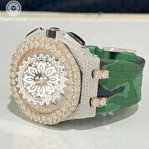 Charm Jewells Luxury Women's Rose Gold <b>Diamond</b> <b>Watch</b> Round Analog Quartz 38mm Sapphire Crystal Folding Clasp StainlessSteel Band - Product Image 4