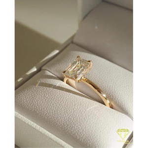 Elegant VVS Moissanite Diamond <b>Ring</b> 925 Sterling <b>Silver</b> Emerald Cut <b>Solitaire</b> Engagement <b>Ring</b> Luxury Fine Jewelry For Women Gift - Product Image 3