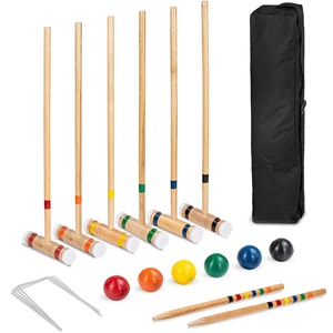 Ensemble de croquet en bois avec 4 mailletes, 4 balles, 6 piquets – Jeu d'extérieur toutes saisons – Équipement de jeu durable - Product Image 5