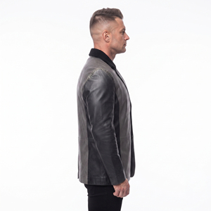 Custom Logo Men Genuine <b>Leather</b> <b>Blazer</b> Men Button <b>Leather</b> Office Wear <b>Blazer</b> Mens Long Sleeve <b>Leather</b> <b>Blazer</b> Coat - Product Image 3