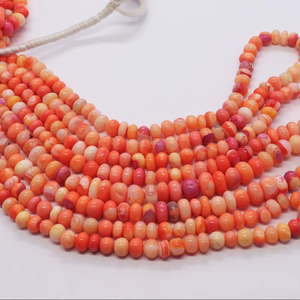 AAA Red Opal Smooth Rondelle Beads 7-7.5 MM Orange Opal Gemstone Beads AAA Fanta Orange Opal Rondelle Loose Gemstone Beads - Product Image 1
