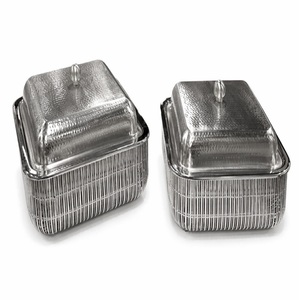 Nouvelle cocotte carrée de luxe en acier inoxydable martelé avec couvercle, chauffe-plats pour buffet - Product Image 1