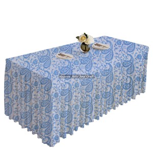 New Pleated <b>Tablecloth</b> 100% Cotton Handmade Block Print Modern <b>Rectangle</b> Washable Table Cover For Home Decor Use - Product Image 3