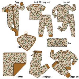 Otoño nueva llegada niños coches estampado bambú tela pijamas mameluco manga larga Top pantalones cortos <span class=keywords><strong>2</strong></span> piezas niños ocio ropa de dormir - Product Image 1