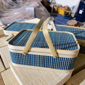 Cesta de almacenamiento de bambú tejido ecológico de Color Natural con tapa para Picnic, Camping, almacenamiento de bebidas/alimentos, diseño Flexible - Product Image 3