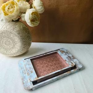 Printed Pattern Enamel Tray Food Safe Enamel Serving Tray Durable Enamel Metal Tray Enamelware Table Serving Tray - Product Image 1