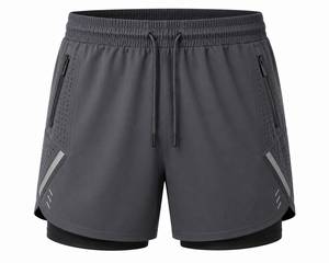 Pantalones Cortos Deportivos 2 en 1 para Hombre, con Logotipo Frontal, Transpirables, de Secado Rápido, para Correr, Gimnasio, Entrenamiento, Fitness, con Forro de Compresión - Product Image 2