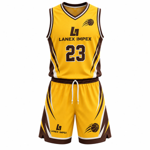 Ensemble de maillots et shorts de basketball en gros pour hommes, jeunes et équipes scolaires, uniforme personnalisé avec logo, numéro et nom imprimés par sublimation - Product Image 1
