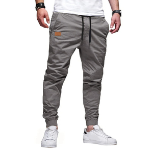 <b>Men's</b> Grey Cargo Jogger Pants Casual Lightweight <b>Trousers</b> With Side Pockets Elastic <b>Cuffed</b> Hem - Product Image 1