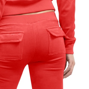 Conjunto Deportivo Rojo con Capucha para Mujer, Pantalones Largos de Color Sólido, Casuales, con Bolsillos Laterales, Transpirables, para Otoño - Product Image 5