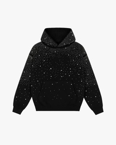 Sweat-shirt à capuche personnalisable en strass, surdimensionné, décontracté, tricoté, vintage, à motif de points, en molleton French Terry - Product Image 5