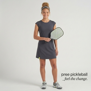 Pickleball Women's Sleeveless Sports Dress O Neck Knitted Quick Dry Above <b>Knee</b> Length regular fit four way stretch activewear - Product Image 1