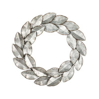 Corona de Hojas Metálicas Plateadas Hecha a Mano de Grado de Exportación con Elegante Anillo Floral para Decoración de Puertas y Paredes