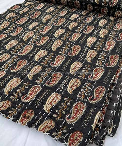 Trendy Yellow Color Floral Printed Kantha Reversible Mixed Color Different Kantha <b>Bedspread</b> <b>King</b> <b>Size</b> Bed Spread Handmade Items - Product Image 4