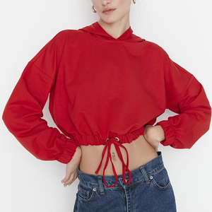 2026 Women's Breathable Fleece Jersey Crop <b>Top</b> Long Sleeve Pullover Hoodie Customizable Back Logo Plain Blank Autumn/<b>Winter</b> <b>Top</b> - Product Image 5