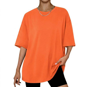 Camisetas Extra Grandes para Mujer, Fabricación Profesional, Color Sólido, Ropa Urbana, Ecológica, Informal, Suave, 100% Algodón, Tela de Lona - Product Image 1