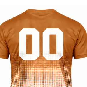 T-shirt de sport pour homme à manches courtes et col rond, dégradé cuivre et blanc, imprimé par sublimation, personnalisé pour l'entraînement et la performance - Product Image 4
