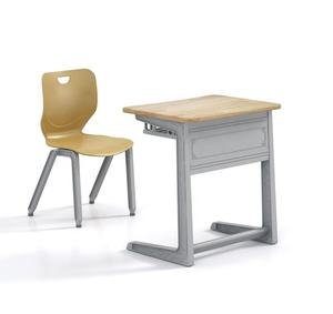Ensemble de bureau et de chaise pour étudiants en aluminium avec plateau en bois, mobilier scolaire - Product Image 1