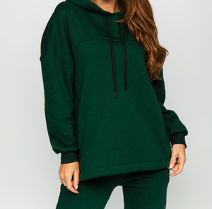 Conjunto de Sudadera con Capucha y Pantalones Deportivos de Invierno 2026, Personalizado, Grueso, Cálido, de Forro Polar, de Alta Calidad, para Mujer, 2 Piezas, Color Sólido - Product Image 6