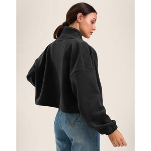 2025 mujer Otoño Invierno al aire libre polar recortada chaqueta con cremallera Sherpa sudadera abrigo corto ropa de moda - Product Image 1