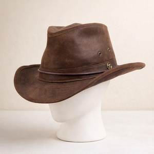 Sombrero vaquero de cuero marrón hecho a mano de alta calidad, sombrero de rancho occidental para hombres y mujeres, regalo. - Product Image 2