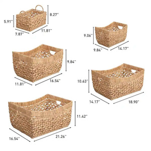 Aria Handwoven Water Hyacinth Nesting Storage Baskets with Handles (Set of 5) - Product Image 6