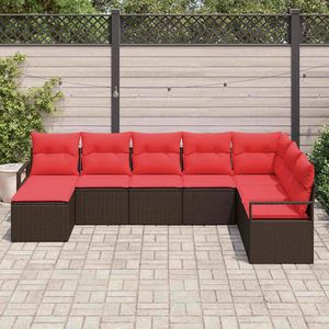 Ensemble de meubles de patio en polyrotin marron, 8 pièces, avec coussins, ensemble de canapés marron - Product Image 3