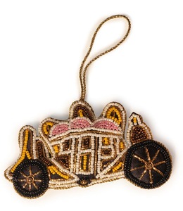 Ornement de voiture perlé – Décoration de véhicule de luxe brodée Zari et perles – Cadeau festif et décoration pour cadeau de remerciement - Product Image 1