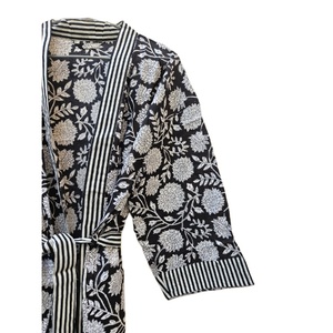 Algodón hecho a mano Kimono Robe 100% algodón mujeres largo bohemio Hippie Albornoz Kimono vestido étnico Tops Floral impreso verano - Product Image 3