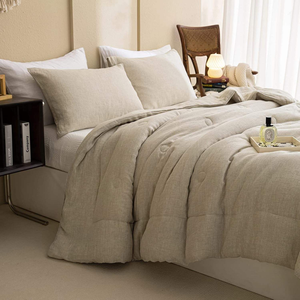 Plain Waterproof 100% Linen 300tc Hotel Use Bed Sheets Duvet Cover Set 5 Pcs 1 Fitted 1 <b>Flat</b> 2 <b>Pillow</b> Cases - Product Image 2