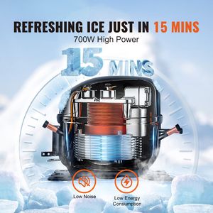 Macchina per il ghiaccio commerciale da 700W con contenitore di stoccaggio grande da 330,7L, produzione di ghiaccio di 360 libbre/24 ore e pulizia automatica - Product Image 2