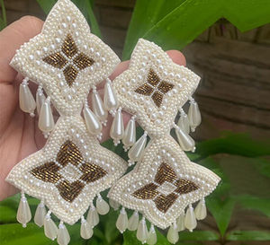 Pendientes con Cutdana Dabka y Resham, pendientes personalizados con múltiples cuentas para mujer, joyería festiva para fiestas al mejor precio, pendientes con cuentas. - Product Image 6