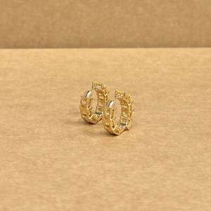 Designer <b>Gold</b> Hoop <b>Earrings</b> with Sparkling Yellow Stones Trendy Women’s Jewelry for Parties Weddings and Ethnic Outfits - Product Image 4