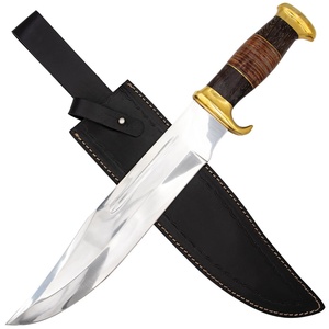 Couteau de chasse Bowie Crocodile Dundee en acier au carbone fait main sur mesure, manche en cuir, lame droite de 18 pouces, pointe tombante, épaisseur 0,5 mm, par UA Supplies - Product Image 1