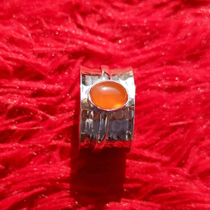 Carnelian <b>Spinner</b> <b>Ring</b> 925 Sterling Fidget Carnelian <b>Silver</b> <b>Spinner</b> <b>Ring</b> Anxiety Relief Handmade Boho Jewelry Gift - Product Image 2
