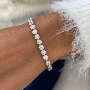 Pulsera de tenis vintage con diamantes cultivados en laboratorio de corte brillante redondo de 8.20 quilates, certificado IGI, E VS1, oro blanco de 14K - Product Image 1